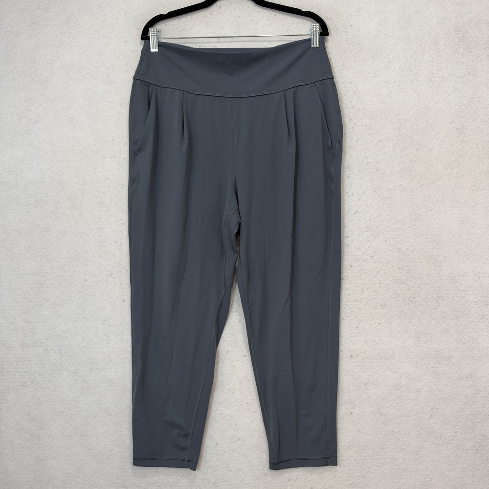 Athleta Pants Womens L Gray Ankle Pull On Tapered Stretch Pockets Yoga Athletic